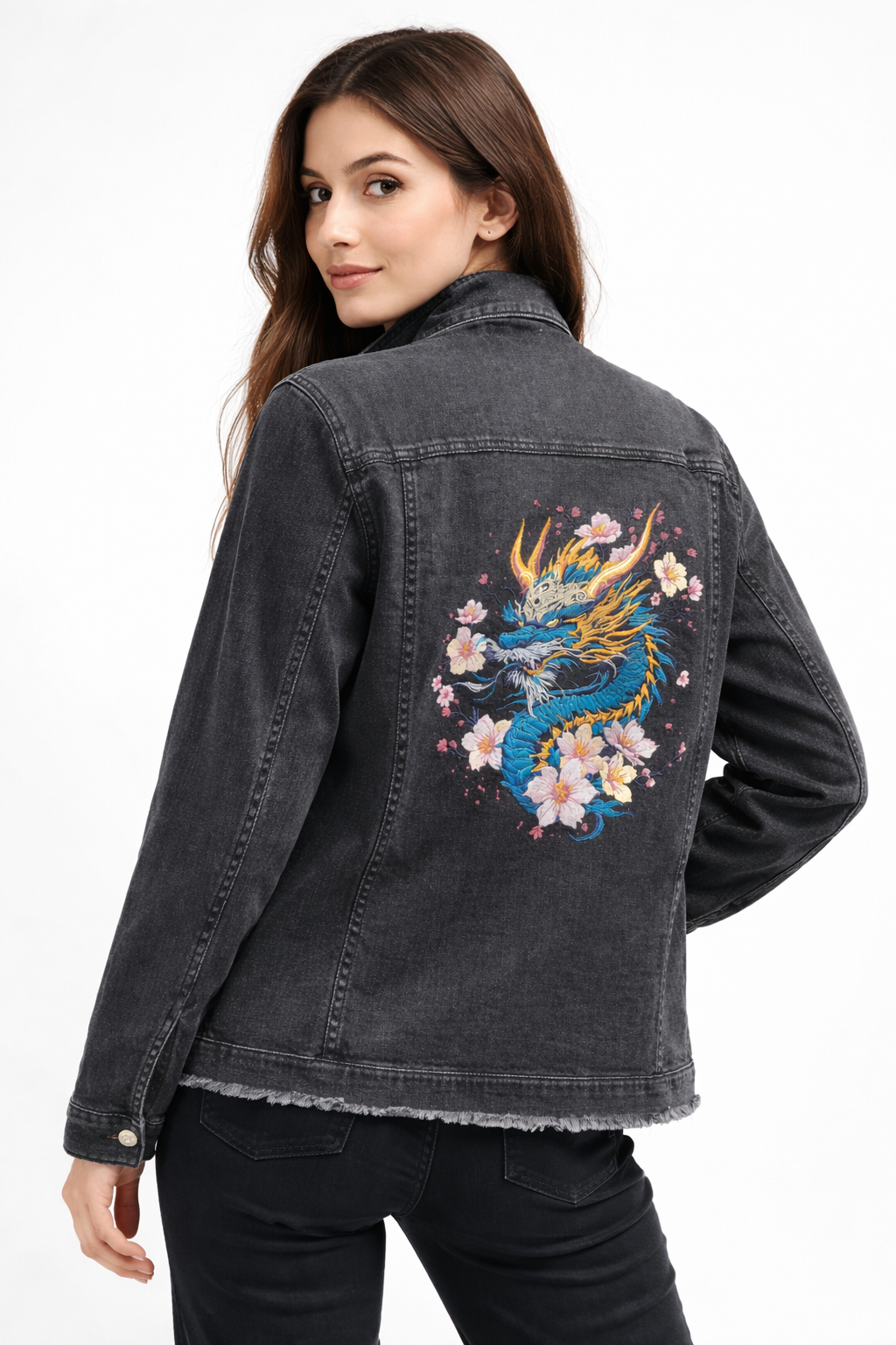 giubbotto jeans ricamato